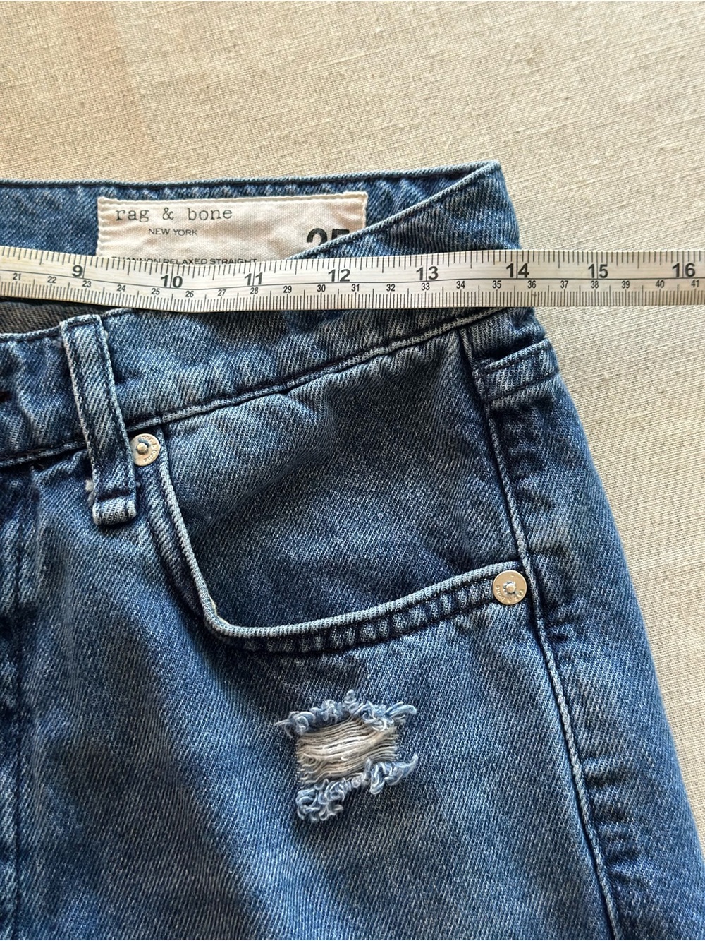 Rag and Bone Shannon High Waist Relaxed Straight leg jeans color Polk size 25 - Picture 8 of 10